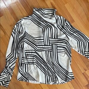 MANGO - Striped Black and White Turtleneck blouse